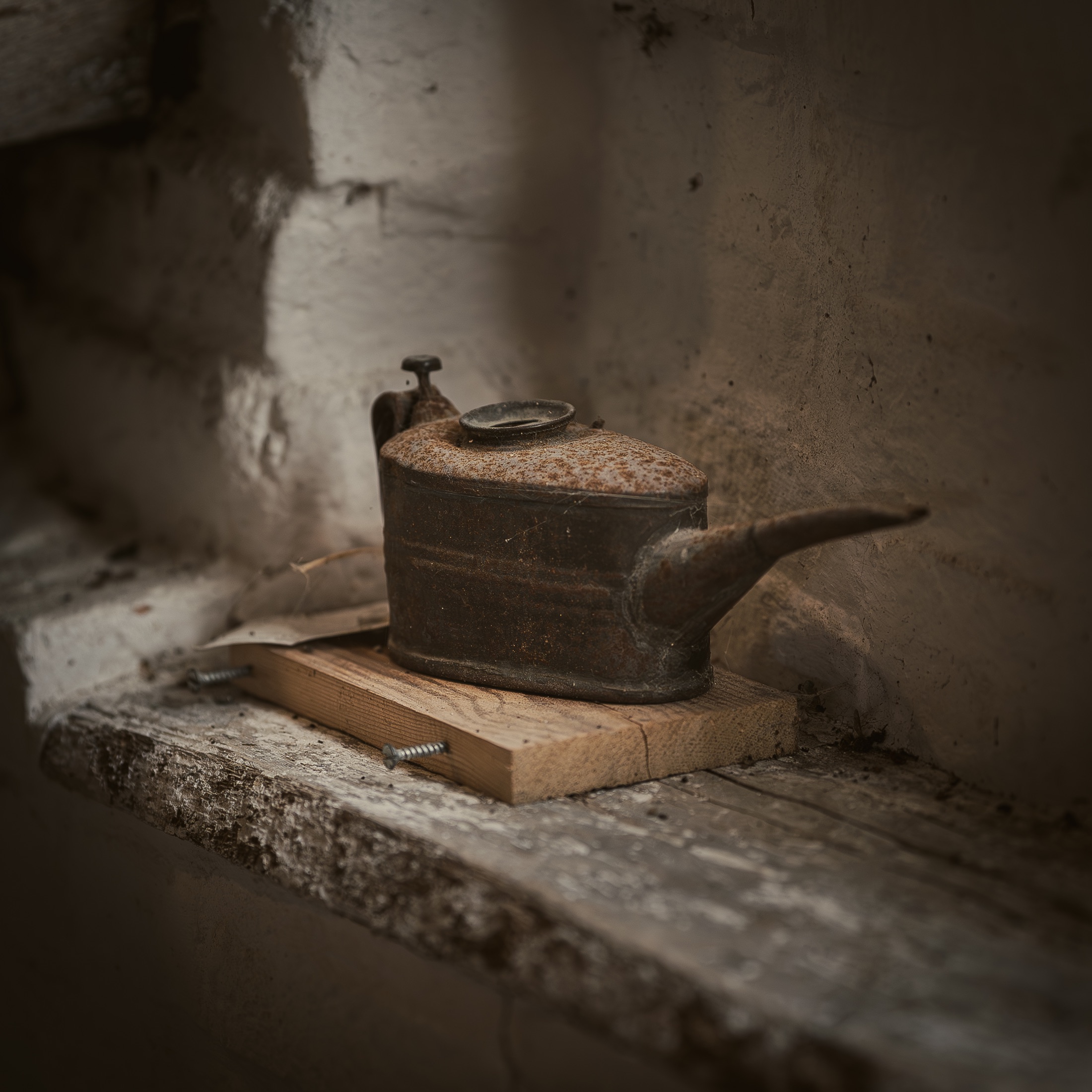 Close detail of timber and working surfaces inside Cogglesford Mill.