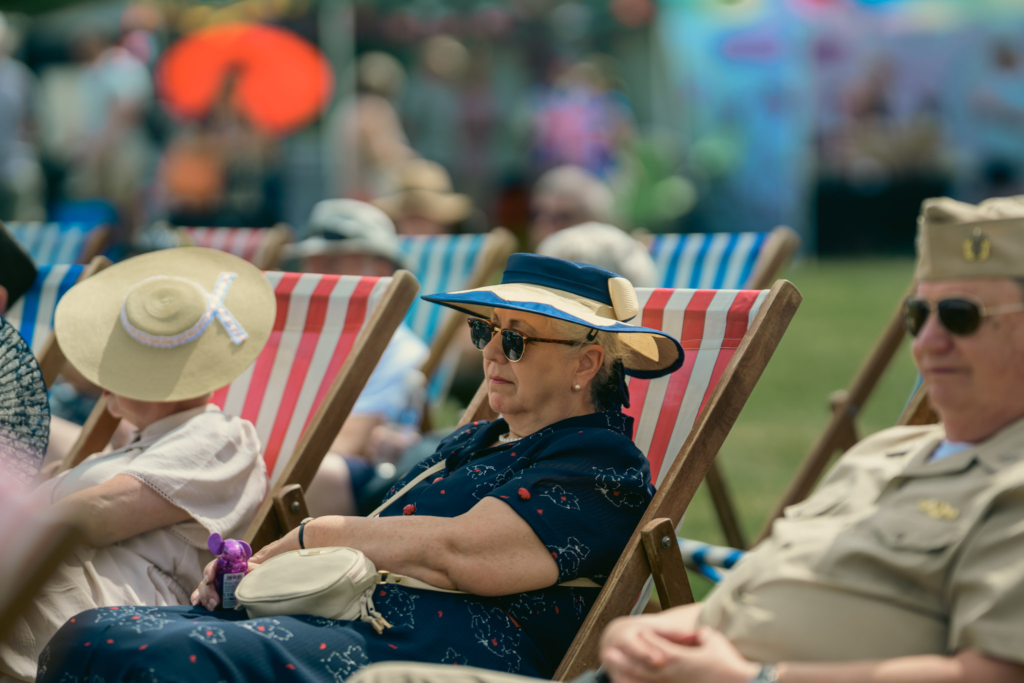 A person in vintage-inspired clothing at the event