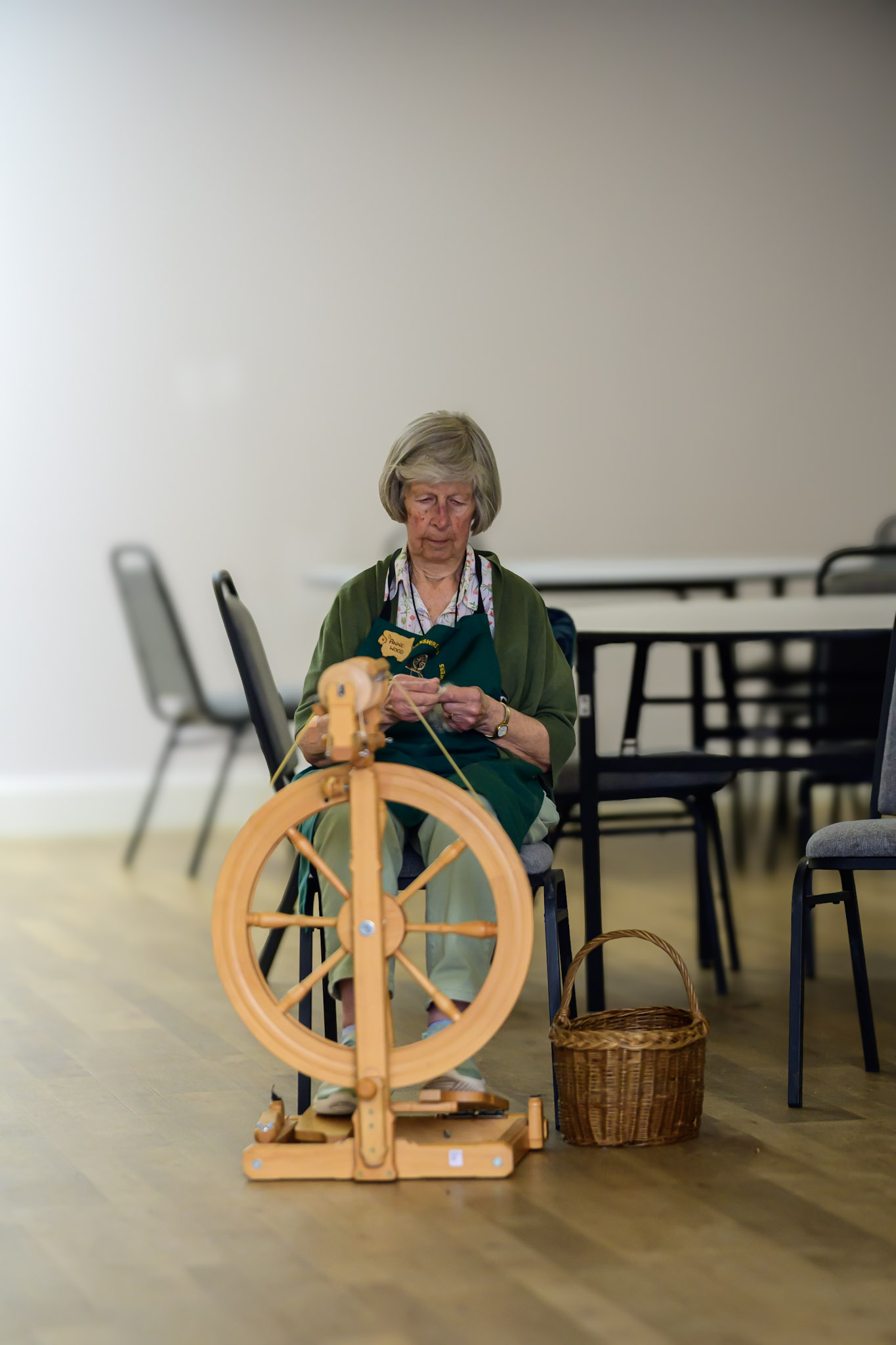 Spinning demonstration inside a festival room